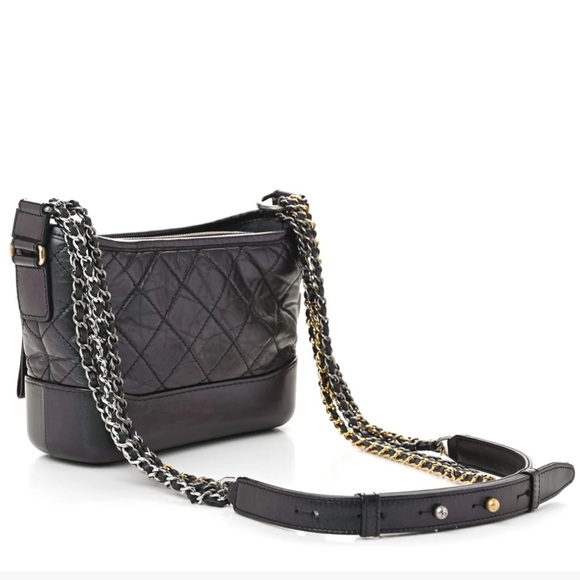 CHANEL Iridescent Aged Calfskin Quilted Small Gabrielle Black from Fashionphile - Picture 3 of 5